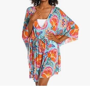 La Blanca Floral Breezy Swim Coverup Size Large